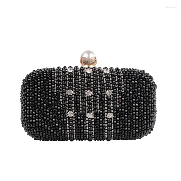 Umhängetaschen Leichte Luxus-Mode-Perle Eingelegtes Strasskettenbeutel doppelseitige handgefertigte Perlen hochwertige maßgeschneiderte Seiden-Abendessen
