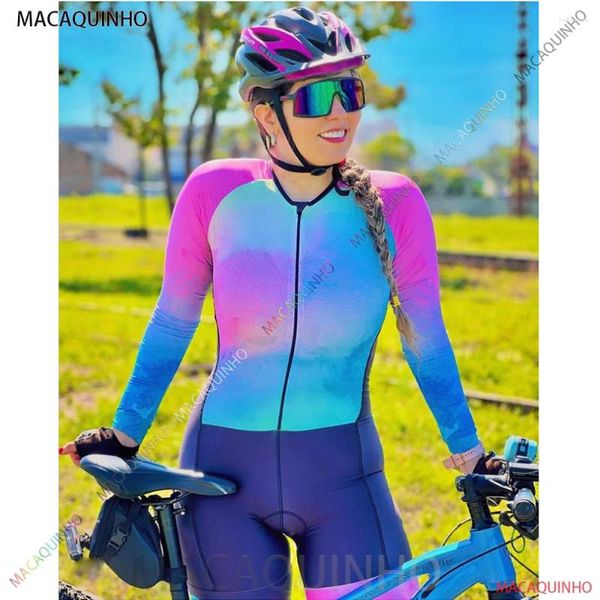 Racing define a manga longa de Kafiwomen roupas de bicicleta de ciclismo de ciclismo Macaquinho ciclismo feminino 20d kits de macacão
