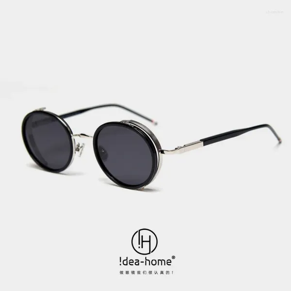 Occhiali da sole S32009 Metal Retro Oval Frame polarizzato in stile coreano a tema da uomo e femminile da uomo.