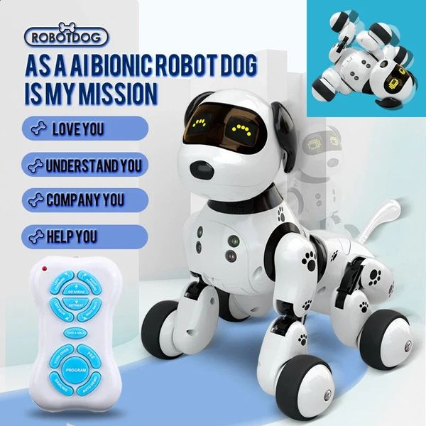 Interessante canto elétrico Childrens Control Remote Toys Boy and Girl Robot Dog Sensor Inteligente RC Animal Childrens Puzzle 240424