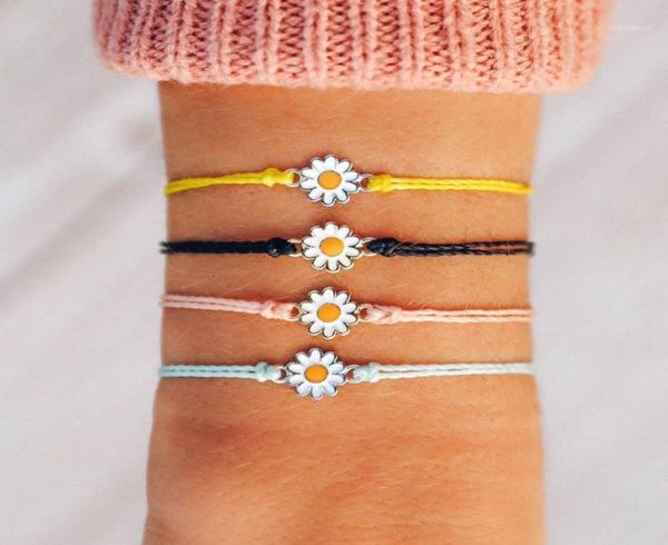 Alibaba Express Flower Daisy Charm Bracelet Wax String Collar Vintage Mujer Gargantillas Mujer Moda Amizade Bracelet Women12215368