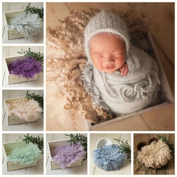 Netting Neugeborenes Babyzubehör Fotoshooting Posen Wolldecke für Neugeborenen Korbfüller reine natürliche Wolle für Babyfotografie -Requisiten