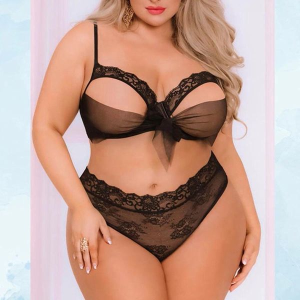 Bras define a roupa sexy das mulheres noturnas Lenceria plus size size hollok bowknot wireless sutiã de sutiã ropa interior para mujeres