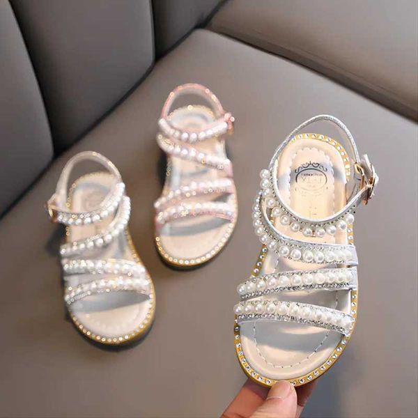 Sandals Girls Summer Summer Fashion Childrens Baby Rhinestone Princess Little Shoes Single H240504