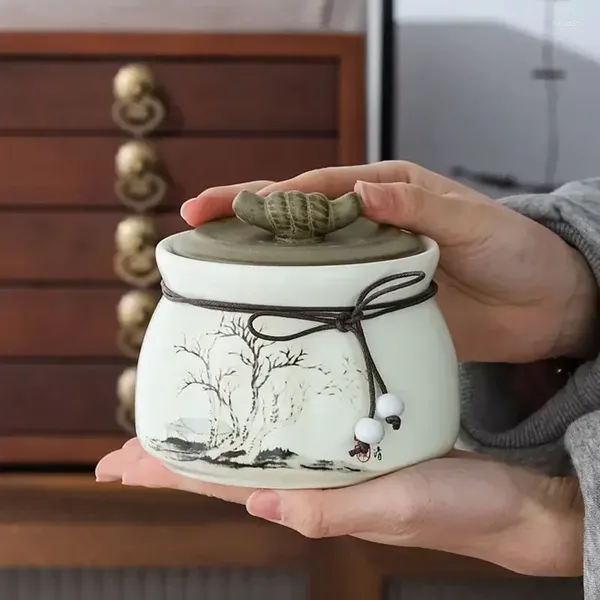Bottiglie d'arte in ceramica ornamento fagiolo creativo controsoffitto decorativo tè decorativo floreale decorazione antico deposito barattolo caffè caffè