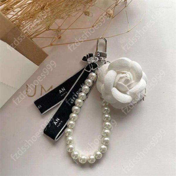 Keychains Channel Designer -Tasche Charm Modetrendauto Keyring Blume Perle Schlüsselbund Hochwertiges Werbegeschenk Geschenk schön s