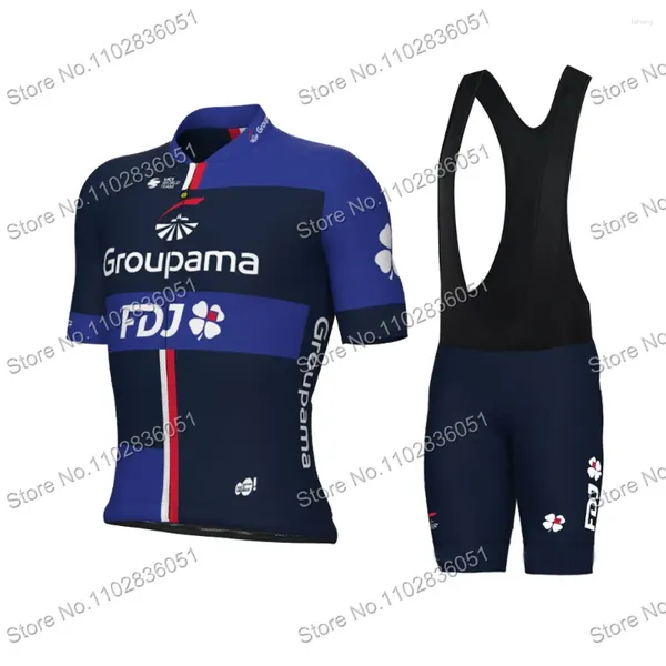 Гоночные наборы Groupama FDJ 2024 Велосипедные майки наборы командные одежды мужская дорожные велосипеды костюмы для велосипедных шорт Mtb Maillot Cyclisme