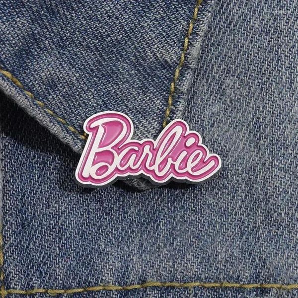 Spille per spille smaltato Pins Pink Letter Spettame carino Minimalist Girl Style English Word Badge Metal Badge Accessorio per badge di zaini