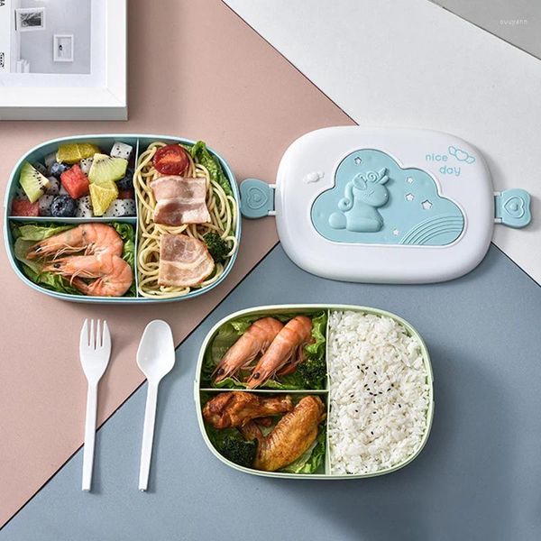 Geschirr mit hoher Kapazität tragbarer Kinderlunchbox mit Fächern Container Picknick Bento Note