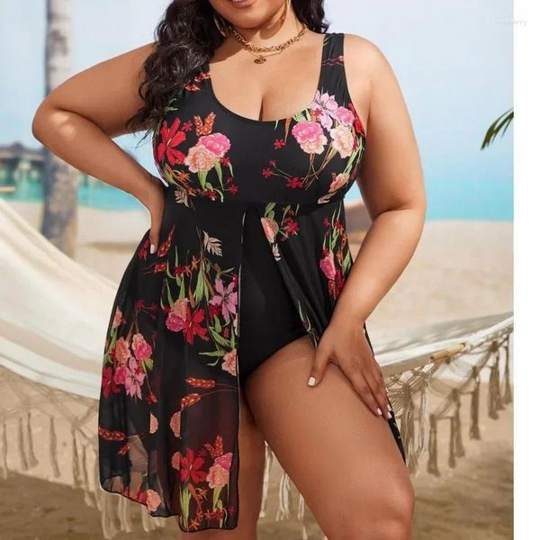 Menas de banho feminina Sexy One Piece Swimsuit Women Mesh Bathing Suit de 2024 Size plus size Swimdress Summer Flower PRAIA PRAIA DE PRAIA MUJER XXXXL