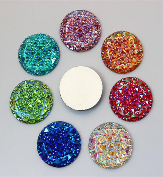 30pcs 30mm AB Colore rotondo a forma rotonda Resina Rinastons Cristal Flatback Bottoni perle per accessori per gioielli Crafts ZZ5215860937