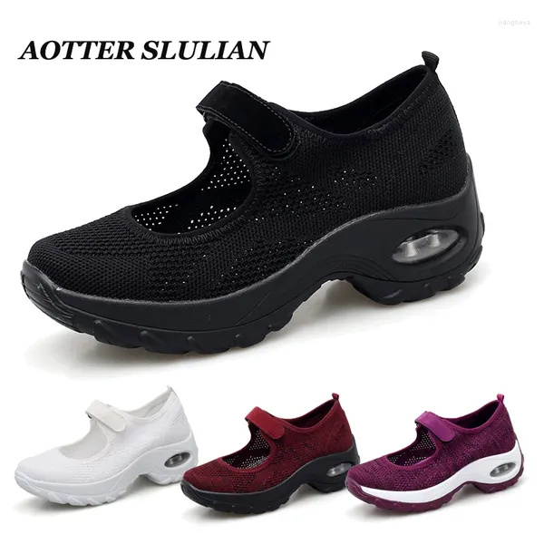 Sapatos casuais 2024 Moda Air Cushion Women Mesh Mesh Sneakers respiráveis femininos esportes de mulheres aumentam Mujer Zapatos