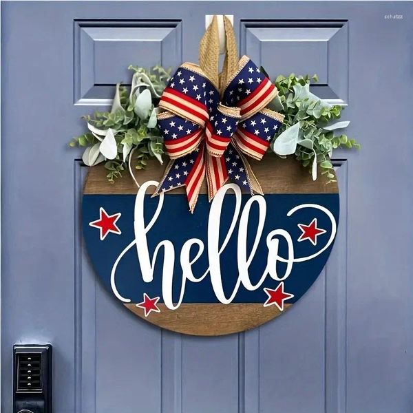 Giornata della direzione della decorazione della decorazione della festa Hello Door Direction Segnale sospesa 4 luglio American Celebration Wall Garland
