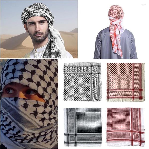 Lenços homens adultos lenço árabe lenço de algodão Shemagh Deserto Jacquard Turbano Árabe 125x125/140x140cm Acessórios para fantasias árabes