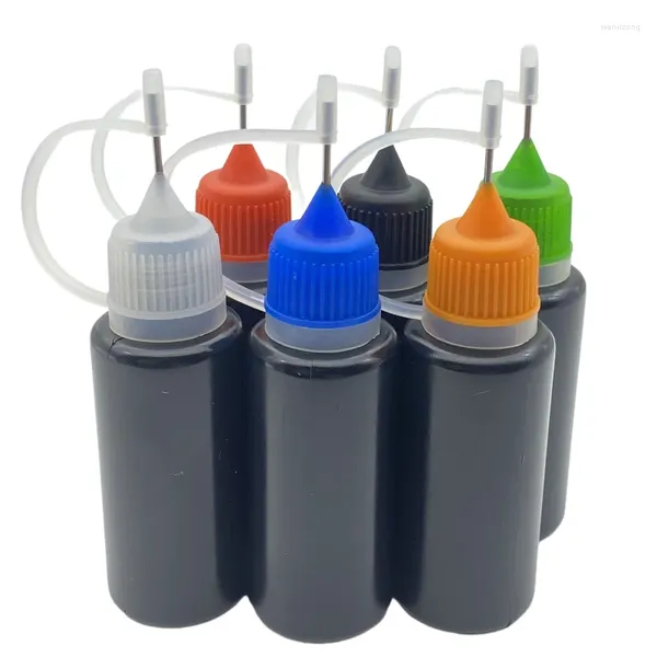 Lagerflaschen 20pcs 15 ml nachfüllbarer leerer Behälter Schwarz Plastik -Tropfen -Flasche mit Metallnadelkappe für flüssige weich