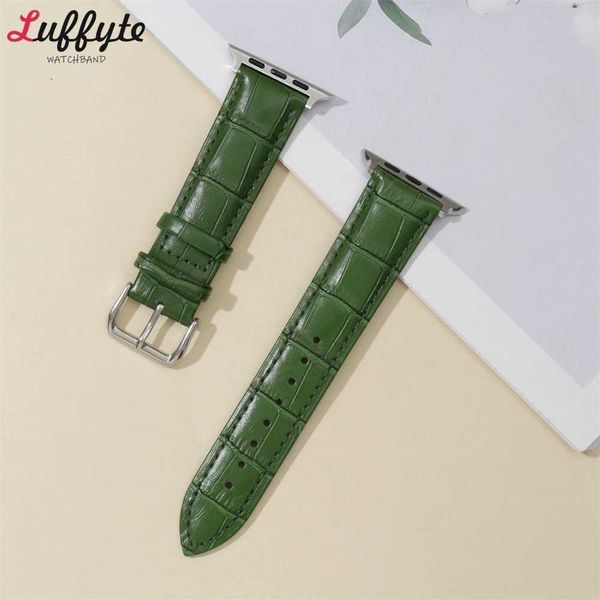 Bänder Green Bamboo Design Gurt Forultra/8/7/SE/6/5/4/3/2/1 MEN MEN Women Lederband 38/40/41/42/44/45/49 mm H240504