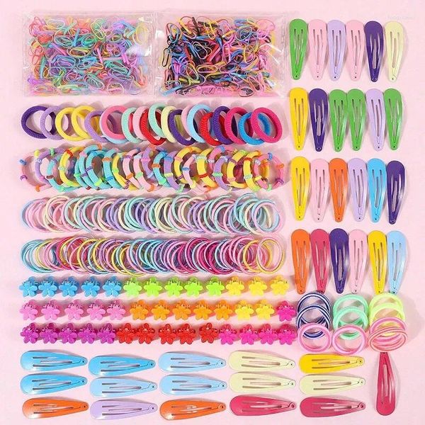 Hair Accessoires 830pcs Mädchen Set elastische Krawatten Kinder Band Metallschnalle Haarnadel Blumenklaue Geburtstagsgeschenk für