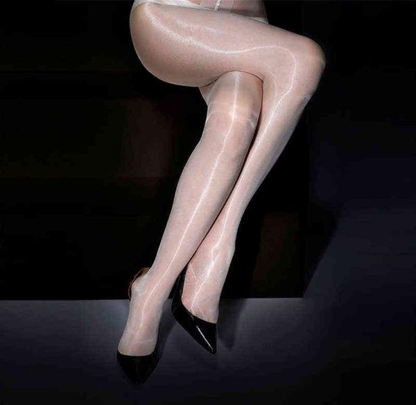 PS Size Donna Pantyhose Sexy Ultra-sottile Spacchi di olio lucido T Crotch High Wile trasparente Nylon Nylon Stockings erotico Y11305070937