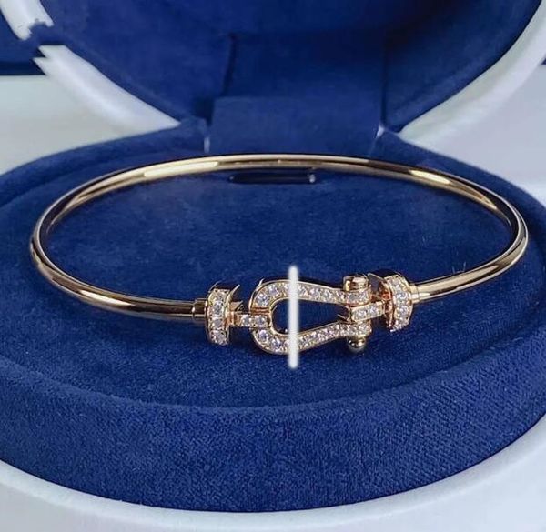 Mode Hufeisenschnalle Elastic Armband Designer Diamant Armband 18K Roségold Pure Silber Schmuck Paar Armbänder täglich Pendelschmuck