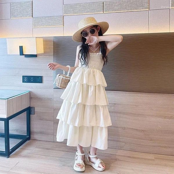 Девушка платья летние девочки стиль стиль скользящая юбка для пирога для детей от 4 до 13 лет Boho Beach Fashionable Princess