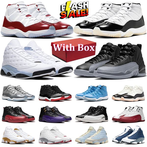 Com a caixa 11 12 13 homens homens de basquete feminino 11s Cool cinza criado cereja 12s lobo preto cinza Twist 13s Flint Wheat Flint Lucky Green Mens Trainer Sports Sports