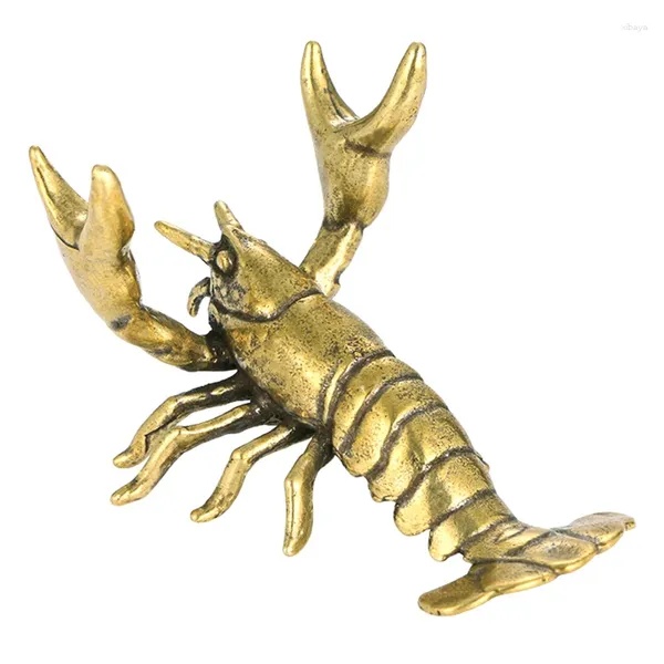 Dekorative Figuren 1pcs Feststoff Messing Crayfish Ornament Vintage Tierstifthalter Desktop Dekoration Handwerkskollektionen Hummer Tea Haustiere