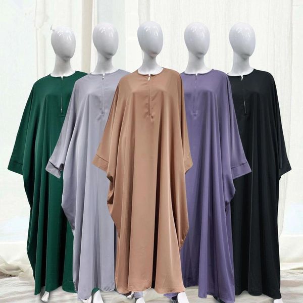 Этническая одежда Женщины мусульманская молния Макси платье Ид Рамадан Абаяс Кафтан Халат Исламский арабский арабский