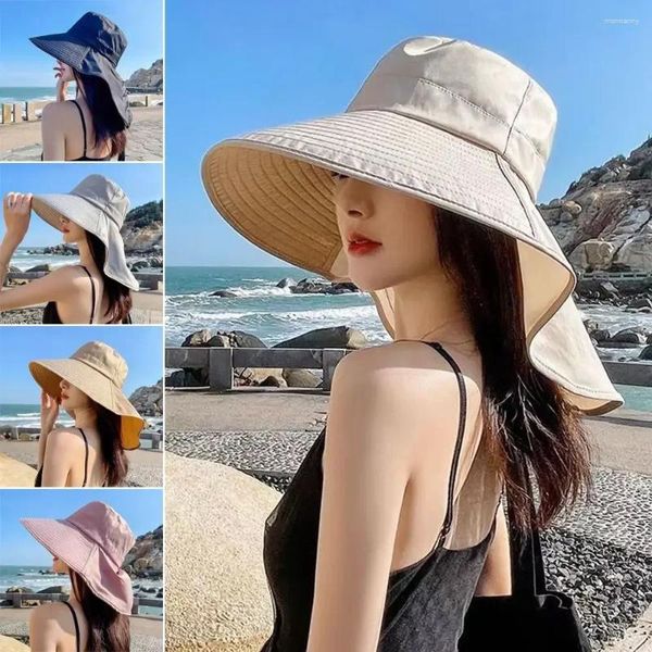 Chapéus de aba larga Tampa de aba feminina Tampa de tampa de algodão UPF 50 Sun Shade Hat Hat Out Fishing Caminhada Anti -UV Proteção do pescoço Visor Gorras