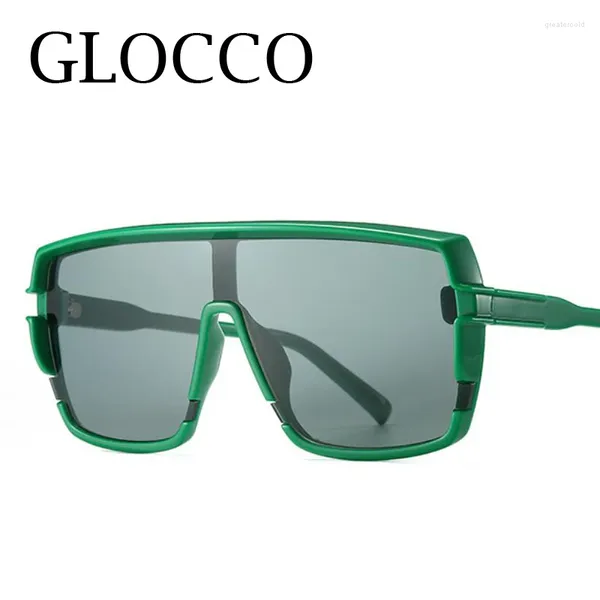 Occhiali da sole retrò verde grande cornice sport sports da donna designer marchio un pezzo da sole in viaggio Gafas de Sol Mujer