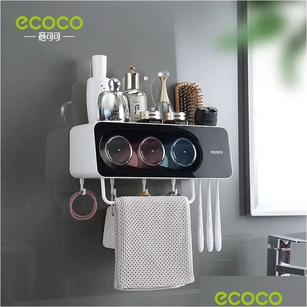 Titulares da escova de dentes Montagem de parede Ecoco Matic Tootaste Dispensador Acessórios para banheiros Conjunto de suporte Squeezer Droga Drop Drop Garden Home Garden B Dh2r9