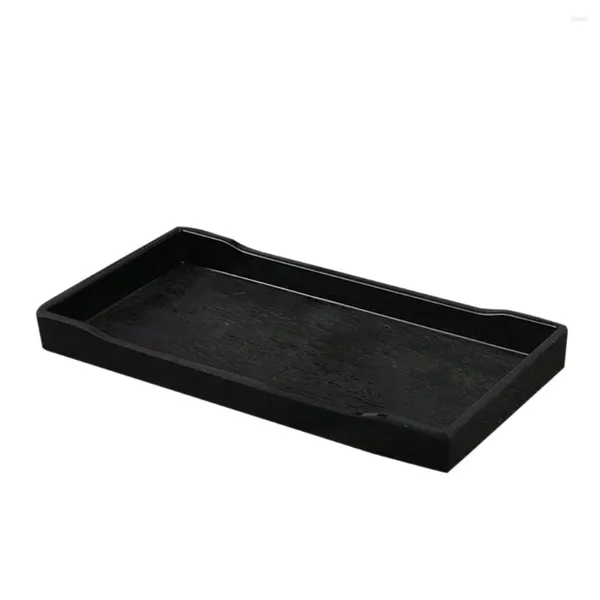 Bandejas de chá Plástico Plany Serving Bandey Breakfast/ Snack Kitchen Platter Black