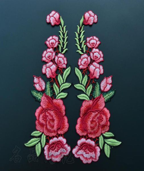 Belo colarinho floral de rosa Flor Floral Applique Applique Distrange bordado Busto vestido artesanal artesanal adesivo de tecido SK795481830