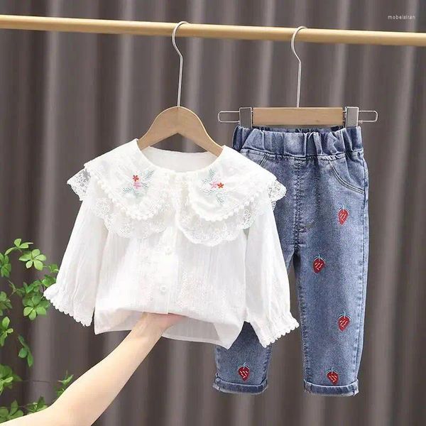 Set di abbigliamento abito per bambini primaverili e autunno ragazze battle a maniche lunghe jeans set di vestiti per bambini a due pezzi