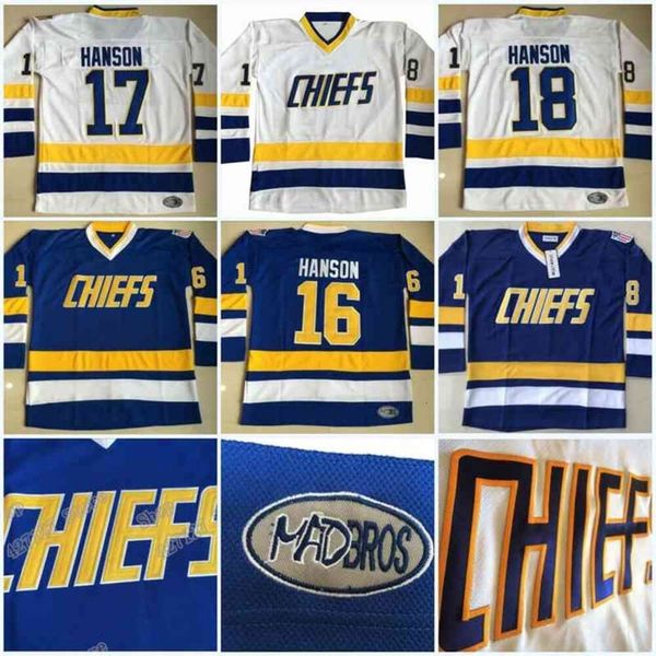 CEOC202 Charlestown 16 Jack Hanson 17 Steve Hanson 18 Jeff Hanson Brother Slap Shot Movie Hockey Jersey Doule Numero Nome cucito