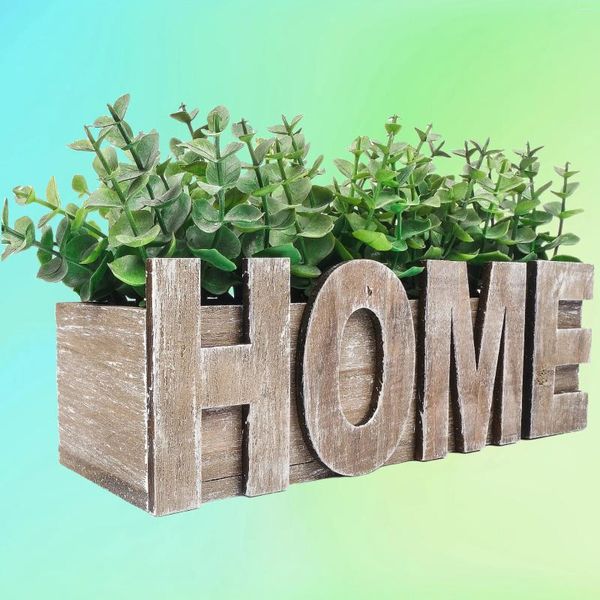 Dekorative Blumen 1PC Künstliche Eukalyptus Topf Pflanze falsche Grün mit Holztopf für Frühlings Sommergeschenk Ideen Home Office Garten Mi