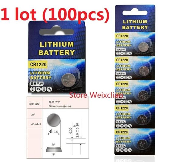 100pcs 1 Lot CR1220 3V Lithium Li Ion Taste Cell Batterie CR 1220 3 Volt Liion Münzbatterien 3460483