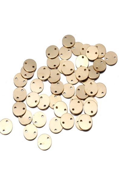 88 mm de cor de ouro dois orifícios Tags de estampagem em branco Os pingentes redondos para jóias DIY Achados Ornamentos Peças Whole8845979