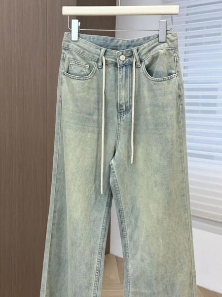 Frauenhose 2024 Frühherbst -Kordelkordel, um alte Gerade -Bein -Jeans Super Soft Wäsche Farbprozess Retro -Ton durchzuführen