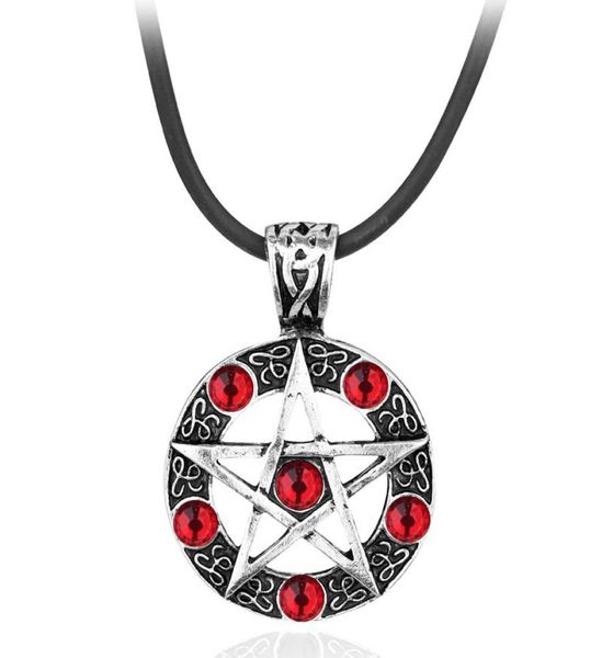 Colar de colares pendentes Colar de Penram sobrenatural com corda Dean Winchester Star Silver Plated Red Crystal Jewelry5739399