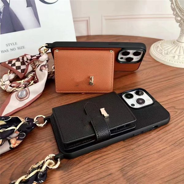 Materiale originale in pelle Custodia per telefono del bracciale in cuoio in pelle per iPhone 15 15promax 14Pro 14 13promax 13 12 Designer Luxury Pulfullo Wallet Shockproof Case