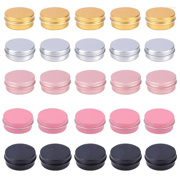 Garrafas de armazenamento 30pcs 5ml-60ml Recipientes de amostra de cosméticos portáteis de lata redonda com tampas de parafuso Metal Viagem de viagem vazia