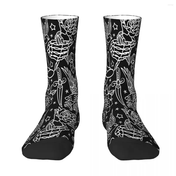 Meias masculinas American Flash Pri Tattoo Sock Men Women Polysters meias personalizáveis engraçadas