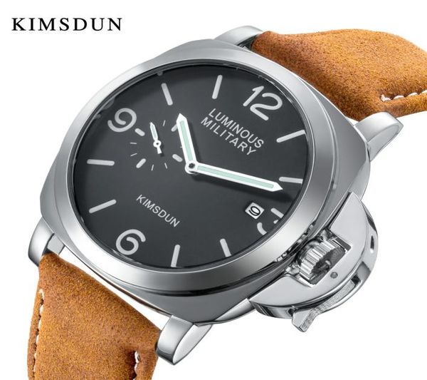 Kimsdun New Men039s Cinghia in pelle Quarzo Orologio Fashion Trend Military Luminous Luminio Luxury Leisure Relogio Montre Femme Wrist8974179