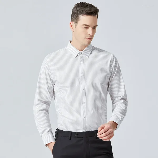 Camicie casual da uomo camicia a strisce Strech non in ferro senza ferro senza maniche tasca