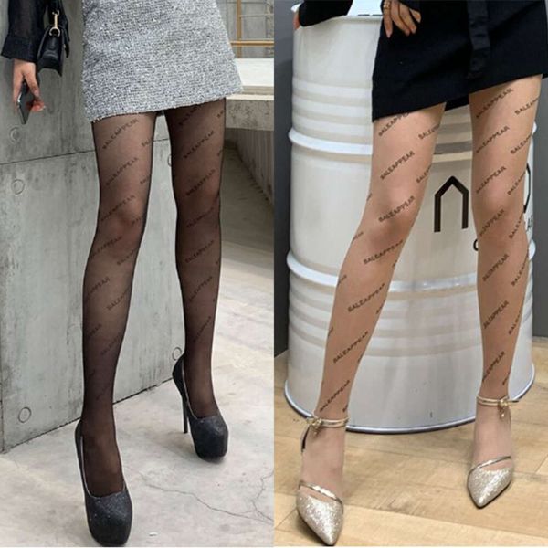 Brand Nock Designer Nops Summer New English Print Free Cut Pantyhose Женские шелковые носки JK B ПИСЬМА НЕТ КРАСНО