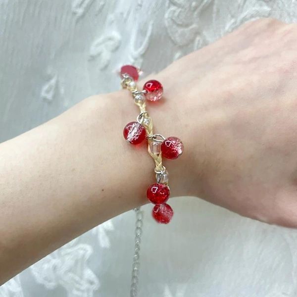 Link Bracelets Crela de grama da moda Correia de cristal ajustável Cadeia de pulso Lucky Gift