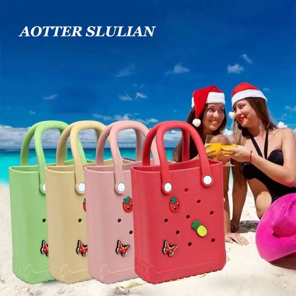 Diy mağara dot mini çanta sevimli karikatür desen el yapımı oyuncak dekorasyon para çantası yaz plajı seyahat telefon çanta çocuklar için 240420