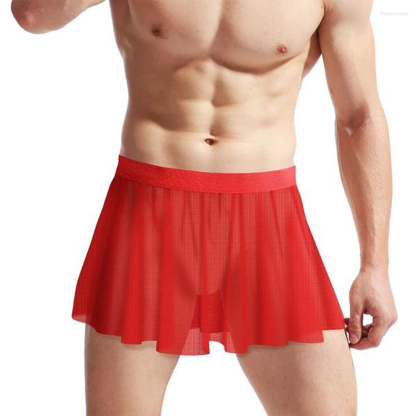 Underpants Mens Sexy Werewwear Sexy Maglie in pizzo a bassa gighette corta gonne a pieghe di lingerie elastica abito gay