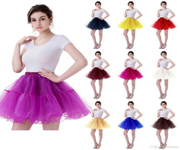 Weiße schwarze Rockabilly Tulle kurze Hochzeit Braut Petticoat Crinoline Frau Mini Tutu Rock Unterrockhochzeit Accessoires CPA10896307807