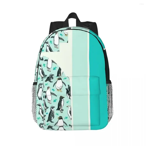 Rucksack viele kleine Pinguine auf Minz -Rucksäcken Jungen Mädchen Bookbag Fashion School Taschen Laptop Rucksack Umhängetasche große Kapazität